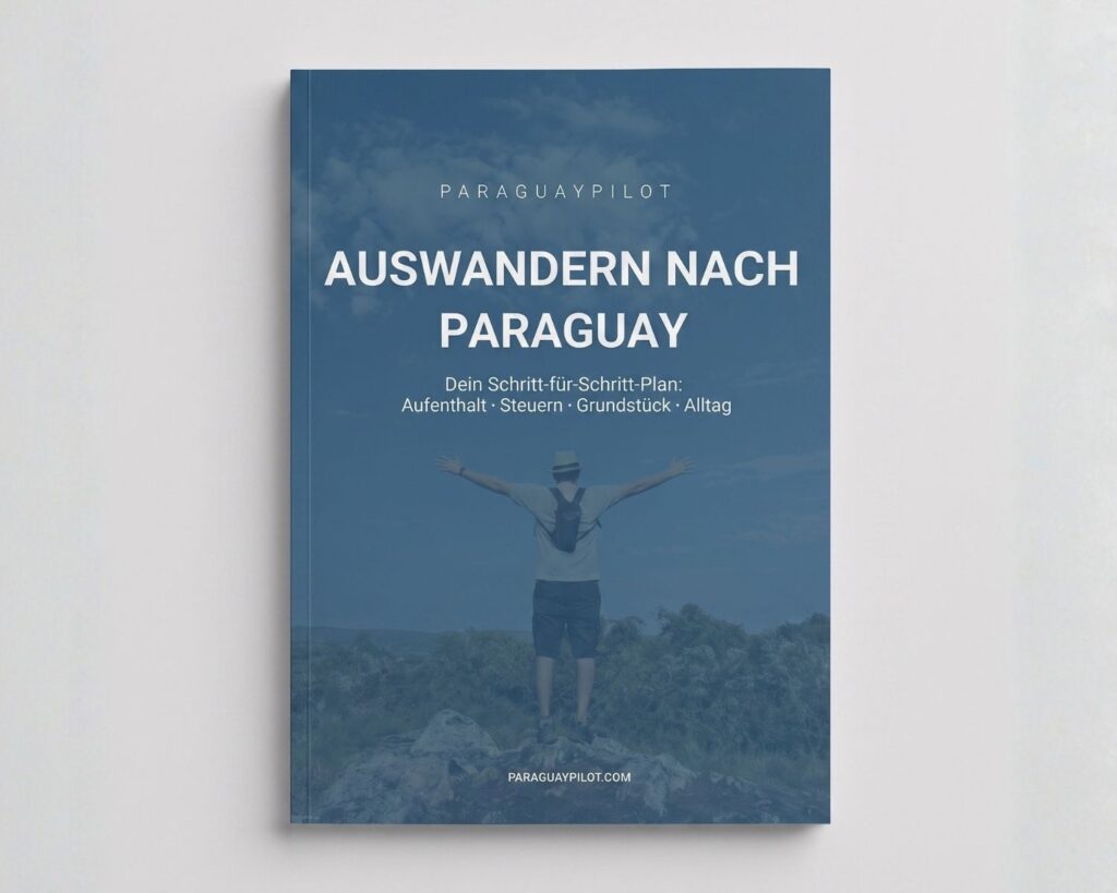 Auswanderer Guide auf grauem Hintergrund