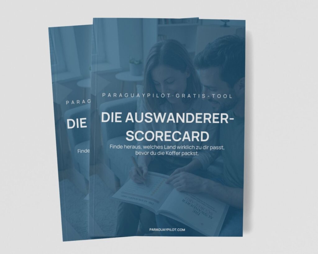 Auswanderer-Scorcard auf grauem Hintergrund